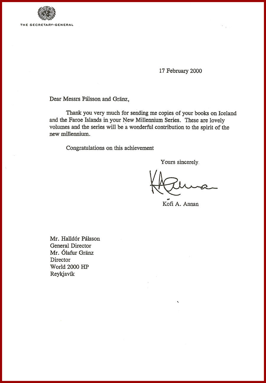 Recommendation letter from Kofi Annan, Secretary General of the United Nations